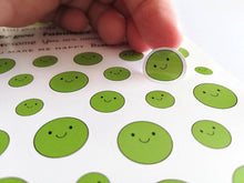 Load image into Gallery viewer, Pea of positivity vinyl sticker sheet, positive happy stickers, you&#39;re the best, friendship, cute stickers, planner, bullet point, journal
