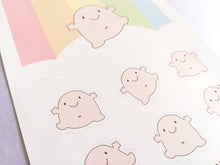 Load image into Gallery viewer, Happy stickers. A little blob of happiness vinyl sticker sheet, cute, positive happy, friendship, supportive stickers, planner, journal
