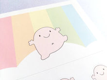 Load image into Gallery viewer, Happy stickers. A little blob of happiness vinyl sticker sheet, cute, positive happy, friendship, supportive stickers, planner, journal