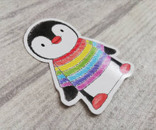 Load image into Gallery viewer, Cute rainbow penguin sticker
