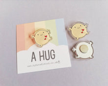 Load image into Gallery viewer, A hug magnet, cute mini positive fridge magnet, tiny, friendship, postable hug and love, supportive, recycled acrylic