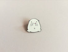 Load image into Gallery viewer, A worry gobbler enamel pin, cute blue blob, positive enamel brooch, friendship, care, supportive enamel badges