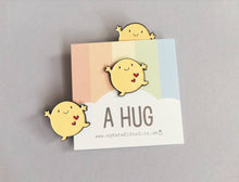 Load image into Gallery viewer, Seconds. A hug enamel pin, cute, positive enamel brooch, friendship, supportive enamel badges, happy gift