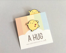 Load image into Gallery viewer, Seconds. A hug enamel pin, cute, positive enamel brooch, friendship, supportive enamel badges, happy gift