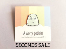 Load image into Gallery viewer, Seconds. A Worry Gobbler enamel pin, cute, care, positive, enamel brooch, friendship, supportive enamel badges, happy gift