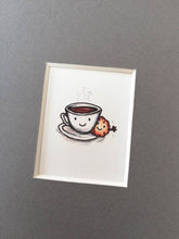 Load image into Gallery viewer, Teacup and cookie picture, miniature cup of tea and biscuit print
