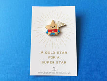Load image into Gallery viewer, Super star enamel pin, cute gold star, positive enamel brooch, friendship, supportive enamel badges