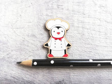 Load image into Gallery viewer, Cute little wooden chef penguin fridge magnet
