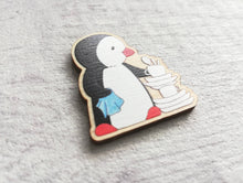 Load image into Gallery viewer, Kitchen penguin, little washing up magnet, wooden penguin, fridge magnet