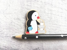 Load image into Gallery viewer, Kitchen penguin, little washing up magnet, wooden penguin, fridge magnet
