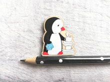Load image into Gallery viewer, Kitchen penguin, little washing up magnet, wooden penguin, fridge magnet