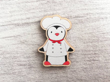 Load image into Gallery viewer, Wooden chef penguin fridge magnet