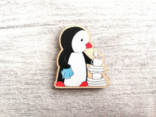 Load image into Gallery viewer, Kitchen penguin, little washing up magnet, wooden penguin, fridge magnet