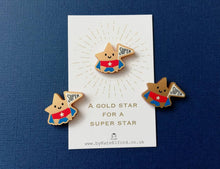 Load image into Gallery viewer, Gold star magnet, acrylic, mini cute happy super star, positive gift, friendship, supportive, care, fridge magnet