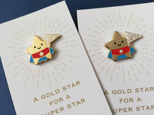 Load image into Gallery viewer, Super star enamel pin, cute gold star, positive enamel brooch, friendship, supportive enamel badges