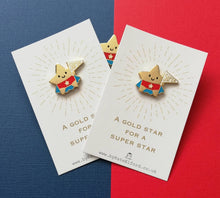 Load image into Gallery viewer, Super star enamel pin, cute gold star, positive enamel brooch, friendship, supportive enamel badges