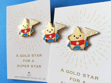 Load image into Gallery viewer, Super star enamel pin, cute gold star, positive enamel brooch, friendship, supportive enamel badges