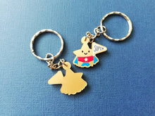 Load image into Gallery viewer, Gold star keyring, mini cute happy charm, little positive key fob, super star, friendship, supportive