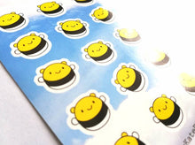 Load image into Gallery viewer, Bee stickers. Little bumble bees vinyl sticker, small A7 sticker sheet, cute, planner, bullet point, journal