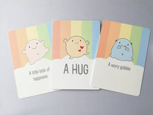 Load image into Gallery viewer, A worry gobbler postcard. A happy, positive message for posting or framing. Anxiety, worry, care gift