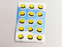 Load image into Gallery viewer, Bee stickers. Little bumble bees vinyl sticker, small A7 sticker sheet, cute, planner, bullet point, journal