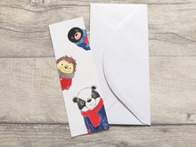 Load image into Gallery viewer, Badger, hedgehog and mole bookmark, woodland page marker, bookmarks, book gift
