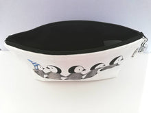 Load image into Gallery viewer, Penguin chick make up bag. 100% cotton. Zip opening with black lining