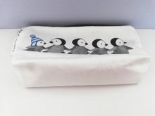 Load image into Gallery viewer, Penguin chick make up bag. 100% cotton. Zip opening with black lining
