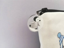 Load image into Gallery viewer, Penguin chick make up bag. 100% cotton. Zip opening with black lining