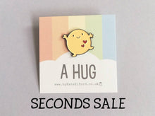 Load image into Gallery viewer, Seconds. A hug enamel pin, cute, positive enamel brooch, friendship, supportive enamel badges, happy gift