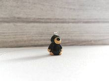 Load image into Gallery viewer, Mole necklace, little black mole, sterling silver ceramic pendant
