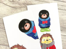 Load image into Gallery viewer, Badger, hedgehog and mole bookmark, woodland page marker, bookmarks, book gift