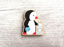 Load image into Gallery viewer, Kitchen penguin magnet set, little chef, baking, cooking, aprons, cake, wooden fridge magnet. Eco friendly responsibly sourced wood