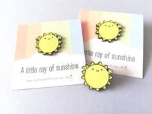Load image into Gallery viewer, A little Ray of sunshine enamel pin, cute sun, positive enamel brooch, supportive, friendship, care, enamel badges