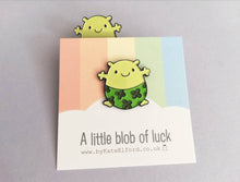 Load image into Gallery viewer, A little blob of luck enamel pin, cute, positive gift, supportive, friendship, lucky, clover enamel badges