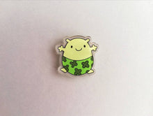 Load image into Gallery viewer, A little blob of luck magnet, mini cute lucky clover pants tiny fridge magnet, postable good luck, happiness, supportive, recycled acrylic