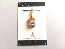 Load image into Gallery viewer, Little guinea pig stitch marker, cute mini piggy, rainbow jumper wooden clip charm, ethically sourced wood, eco friendly charm