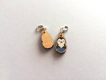 Load image into Gallery viewer, Penguin stitch marker, mini knitting penguin, wooden charm, ethically sourced wood, penguin, crochet stitch marker