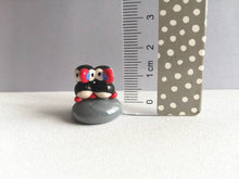 Load image into Gallery viewer, Miniature puffins. Pottery and glass tiny ornament. Cute mini pair of puffins