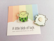 Load image into Gallery viewer, A little blob of luck magnet, mini cute lucky clover pants tiny fridge magnet, postable good luck, happiness, supportive, recycled acrylic