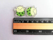 Load image into Gallery viewer, A little blob of luck magnet, mini cute lucky clover pants tiny fridge magnet, postable good luck, happiness, supportive, recycled acrylic