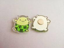 Load image into Gallery viewer, A little blob of luck magnet, mini cute lucky clover pants tiny fridge magnet, postable good luck, happiness, supportive, recycled acrylic