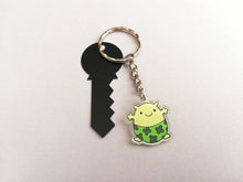 Load image into Gallery viewer, A little blob of luck keyring, mini good luck key fob, four leaf clover, postable, supportive, care recycled acrylic