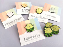 Load image into Gallery viewer, A little blob of luck keyring, mini good luck key fob, four leaf clover, postable, supportive, care recycled acrylic
