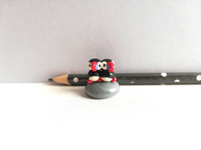 Load image into Gallery viewer, Miniature puffins. Pottery and glass tiny ornament. Cute mini pair of puffins