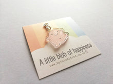 Load image into Gallery viewer, A little blob of happiness stitch marker, cute pink blob, positive charm, friendship, supportive, recycled acrylic