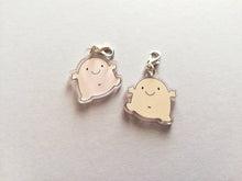 Load image into Gallery viewer, A little blob of happiness stitch marker, cute pink blob, positive charm, friendship, supportive, recycled acrylic