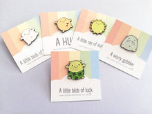 Load image into Gallery viewer, A little blob of happiness stitch marker, cute pink blob, positive charm, friendship, supportive, recycled acrylic

