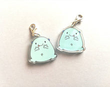 Load image into Gallery viewer, A worry gobbler stitch marker, cute positive charm, friendship, postable hug, supportive, anti anxiety recycled acrylic
