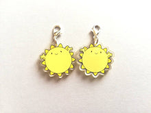 Load image into Gallery viewer, A little ray of sunshine stitch marker, cute positive charm, friendship, thank you, sunny, postable, supportive, happy recycled acrylic